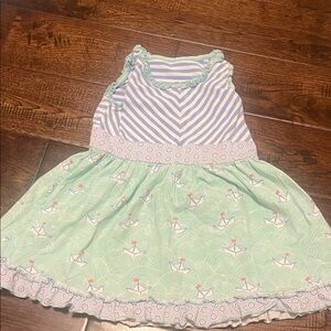 Charming Kids Dress with Nautical Patterns - Mint and Lavender
